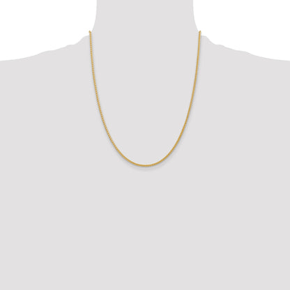 14K 22 inch 2mm Semi-Solid Wheat with Lobster Clasp Chain