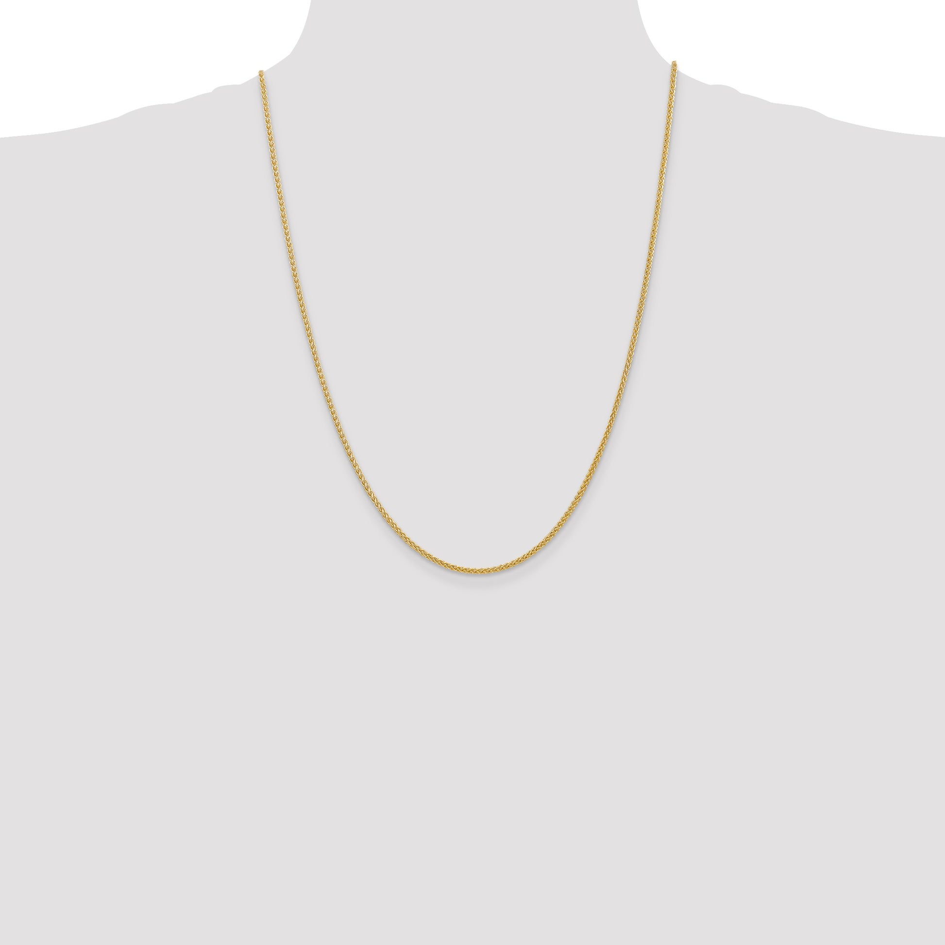 14K 24 inch 2mm Semi-Solid Wheat with Lobster Clasp Chain
