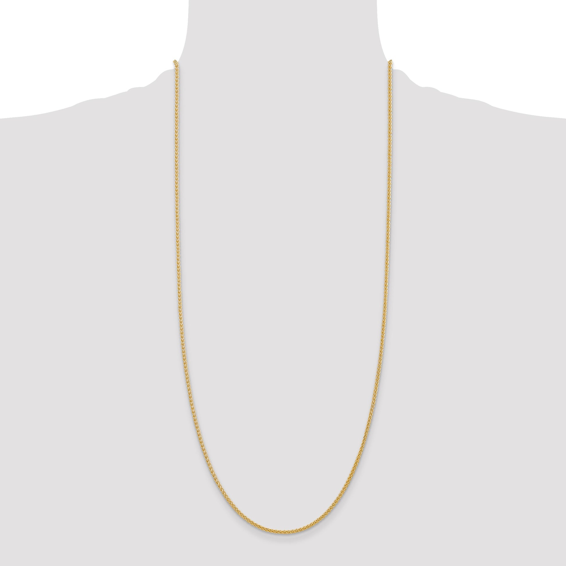 14K 30 inch 2mm Semi-Solid Wheat with Lobster Clasp Chain