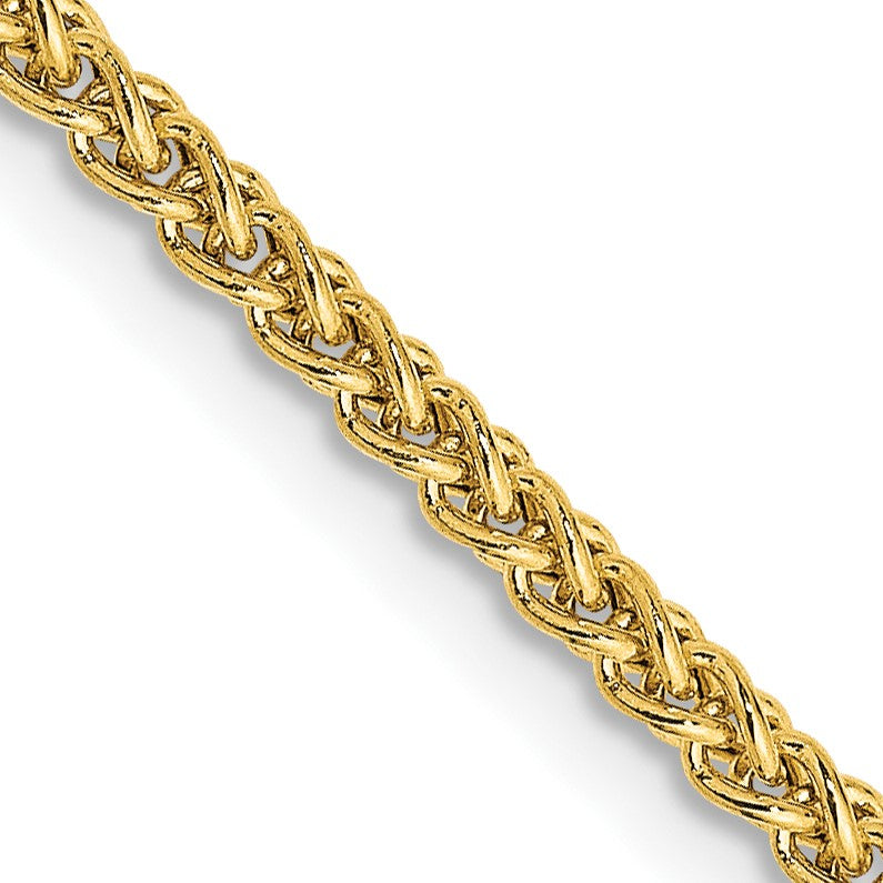 14K 22 inch 2mm Semi-Solid Wheat with Lobster Clasp Chain