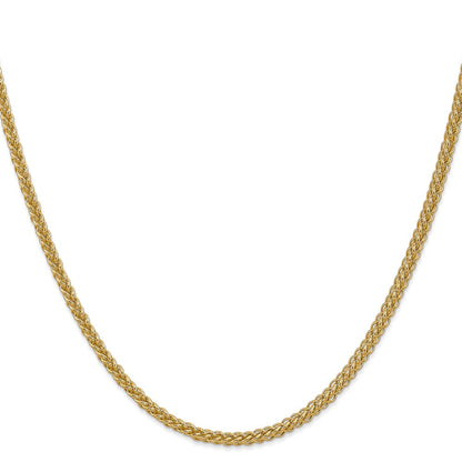 14K 18 inch 2.6mm Semi-Solid 3-Wire Wheat with Lobster Clasp Chain