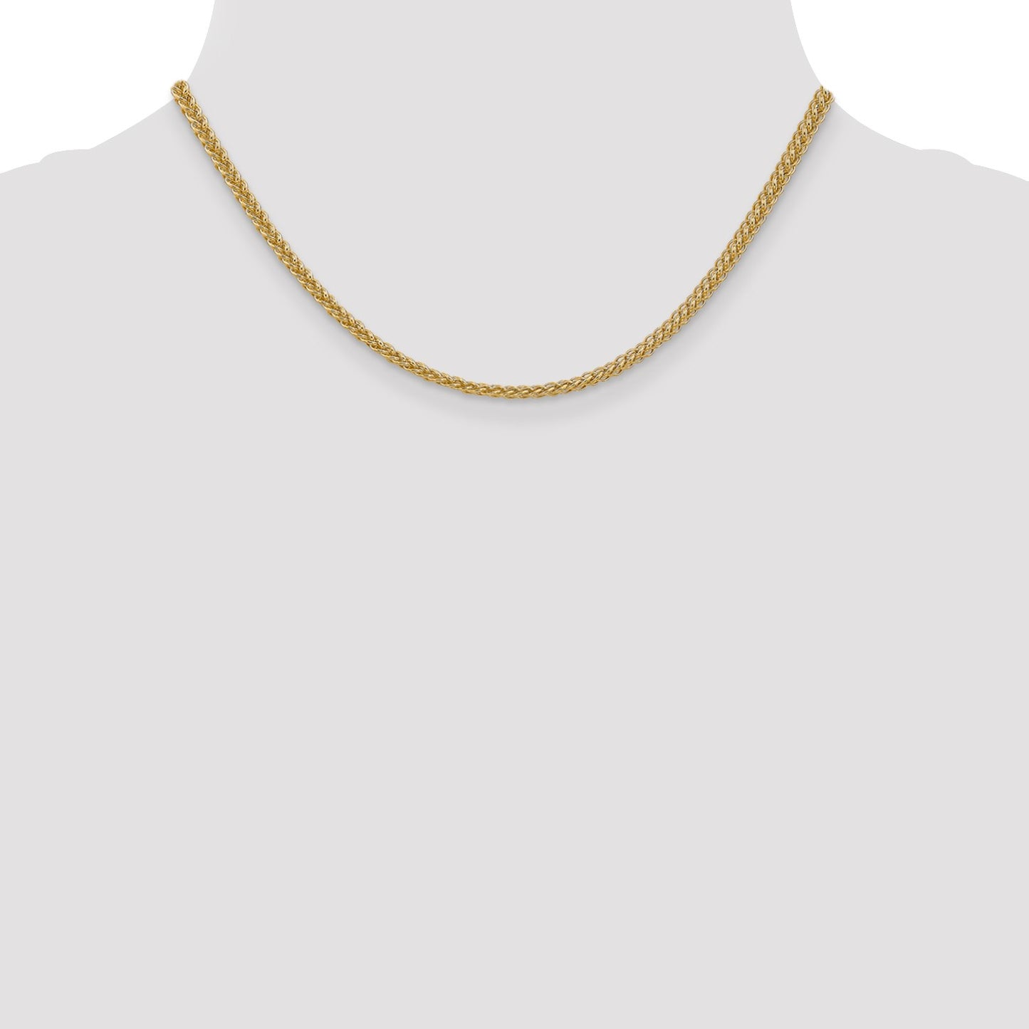 14K 16 inch 2.6mm Semi-Solid 3-Wire Wheat with Lobster Clasp Chain