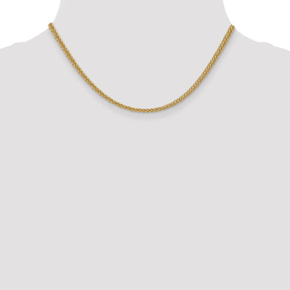 14K 16 inch 2.6mm Semi-Solid 3-Wire Wheat with Lobster Clasp Chain