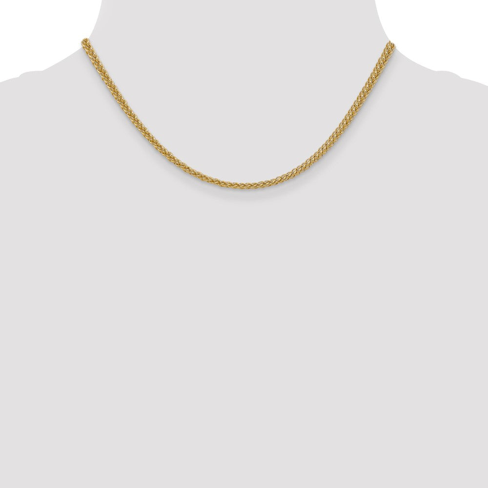 14K 16 inch 2.6mm Semi-Solid 3-Wire Wheat with Lobster Clasp Chain