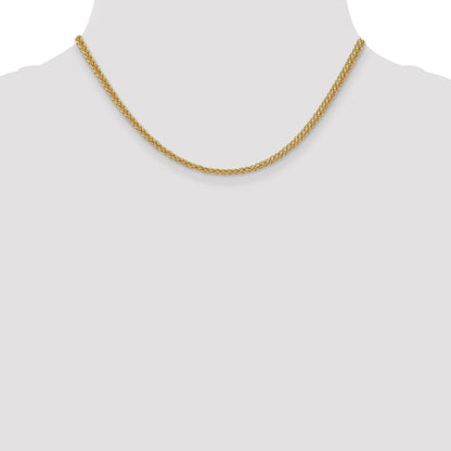 14K 16 inch 2.6mm Semi-Solid 3-Wire Wheat with Lobster Clasp Chain