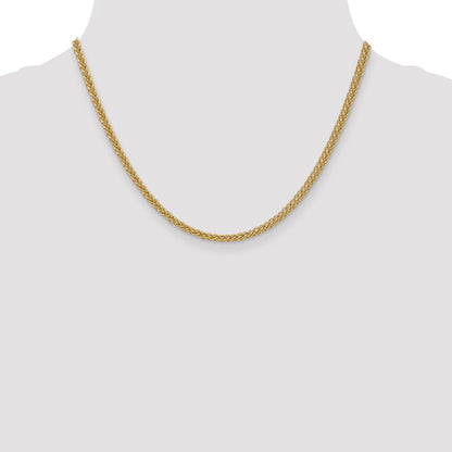 14K 18 inch 2.6mm Semi-Solid 3-Wire Wheat with Lobster Clasp Chain