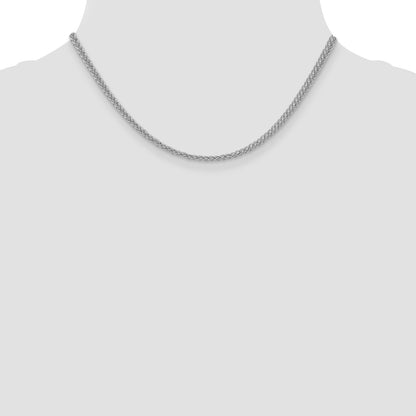 14k White Gold 2.6mm Semi-solid 3-Wire Wheat Chain