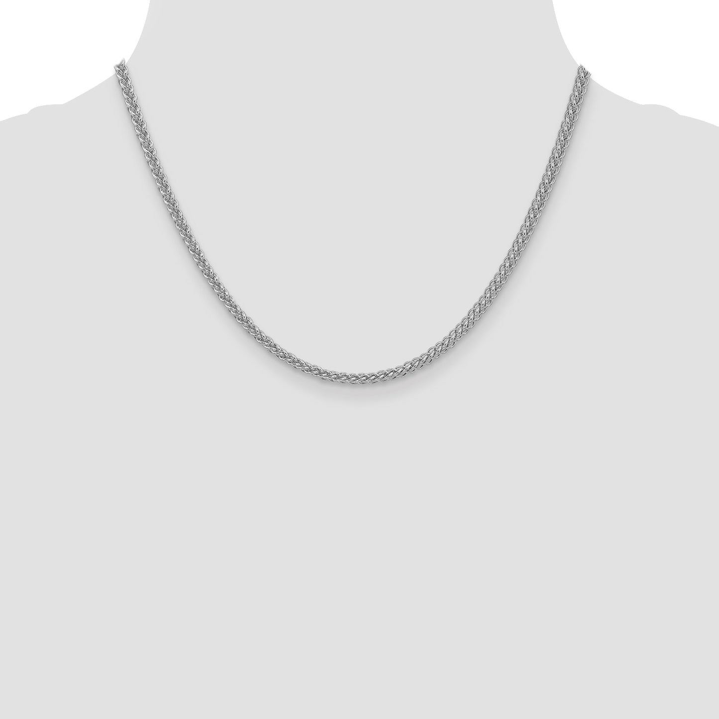 14k White Gold 2.6mm Semi-solid 3-Wire Wheat Chain