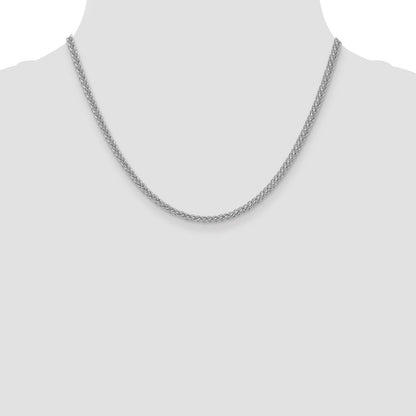 14k White Gold 2.6mm Semi-solid 3-Wire Wheat Chain