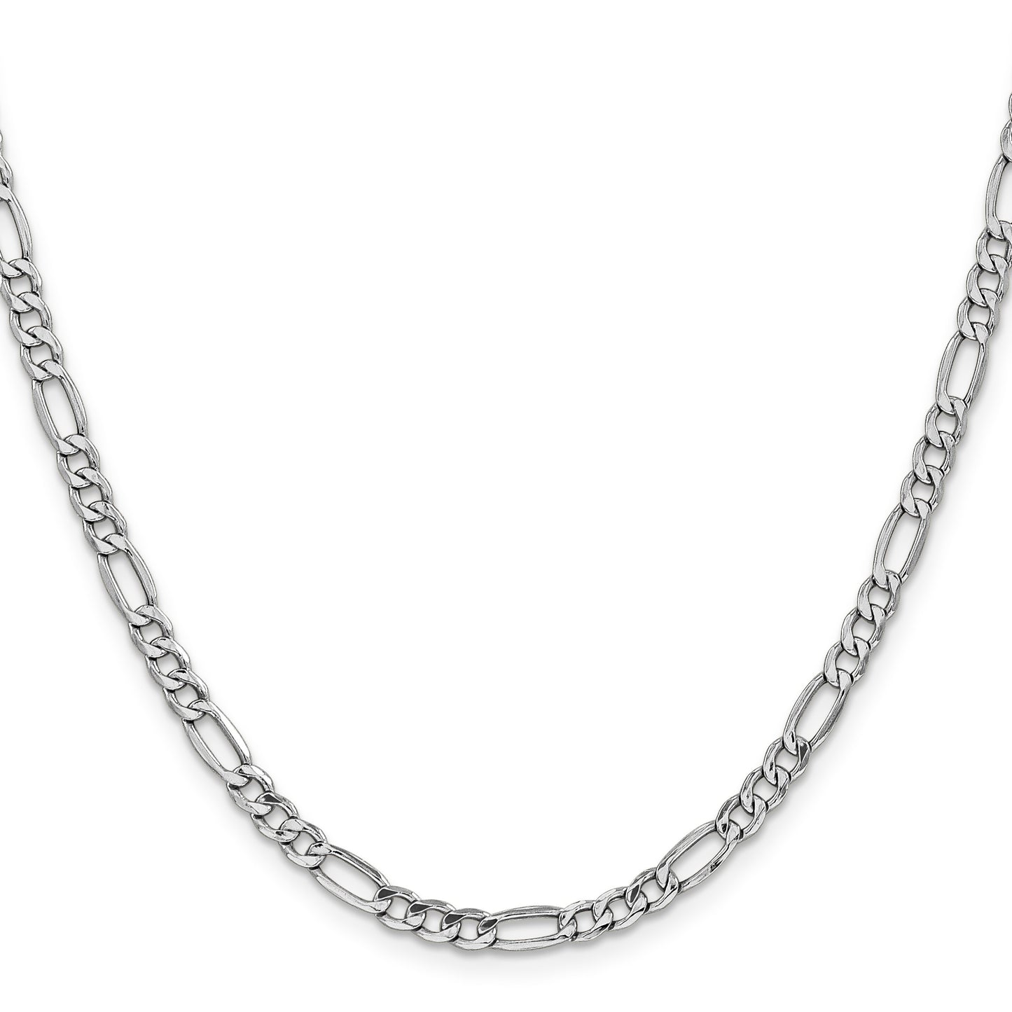 14K White Gold 22 inch 4.4mm Semi-Solid Figaro with Lobster Clasp Chain