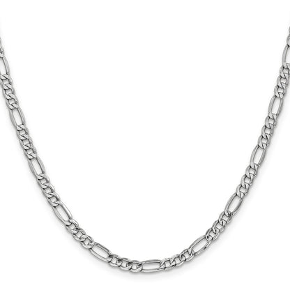 14K White Gold 22 inch 4.4mm Semi-Solid Figaro with Lobster Clasp Chain
