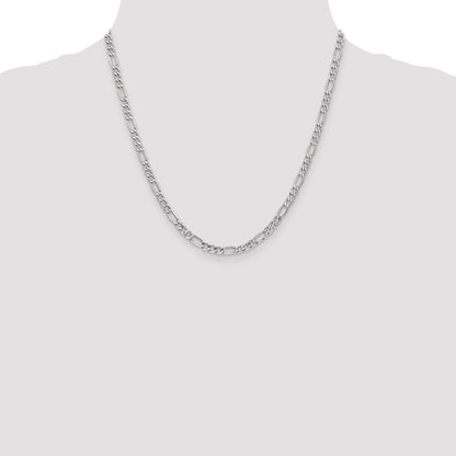 14K White Gold 20 inch 4.4mm Semi-Solid Figaro with Lobster Clasp Chain