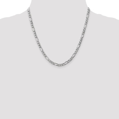 14K White Gold 20 inch 5.75mm Semi-Solid Figaro with Lobster Clasp Chain