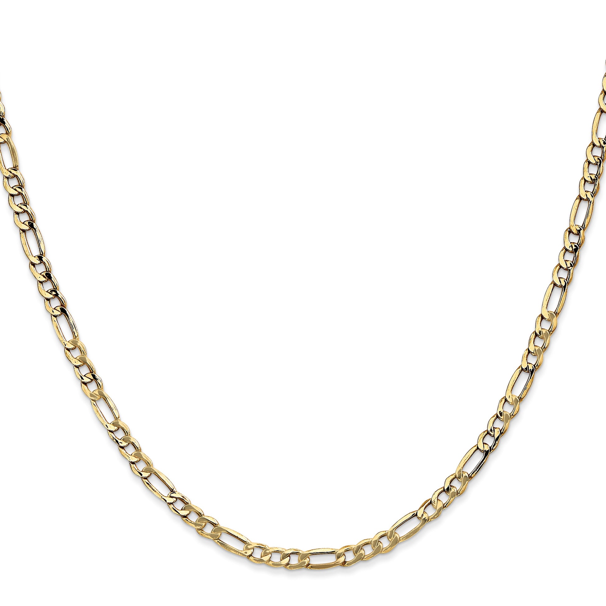 14K 26 inch 3.5mm Semi-Solid Figaro with Lobster Clasp Chain