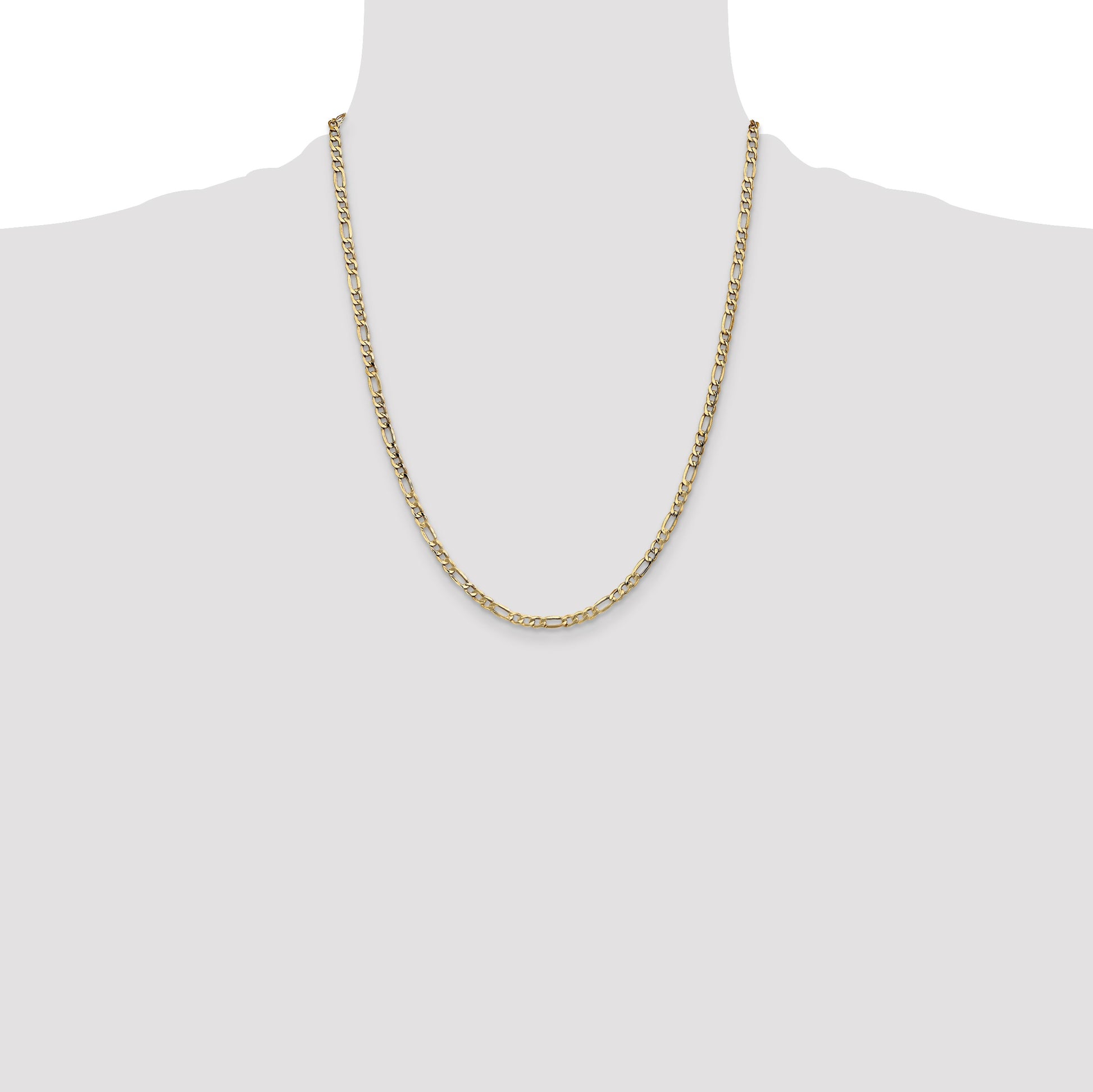 14K 22 inch 3.5mm Semi-Solid Figaro with Lobster Clasp Chain