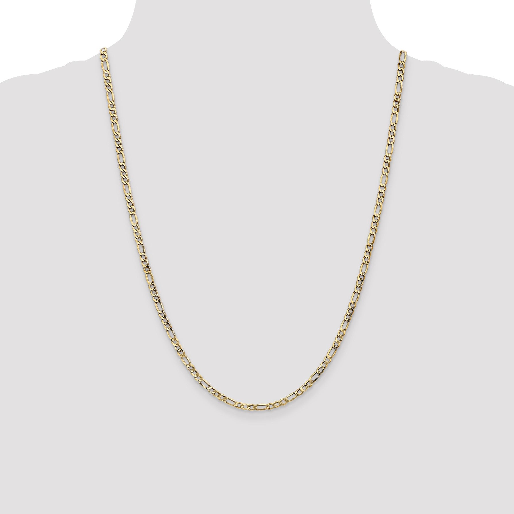14K 24 inch 3.5mm Semi-Solid Figaro with Lobster Clasp Chain