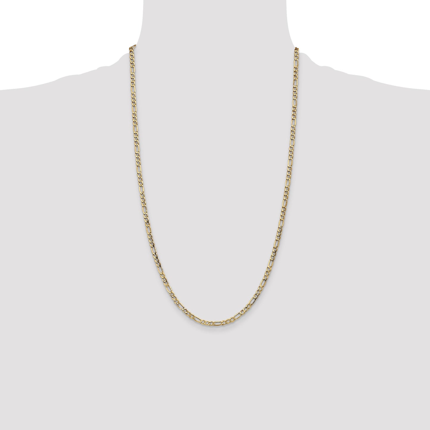 14K 26 inch 3.5mm Semi-Solid Figaro with Lobster Clasp Chain