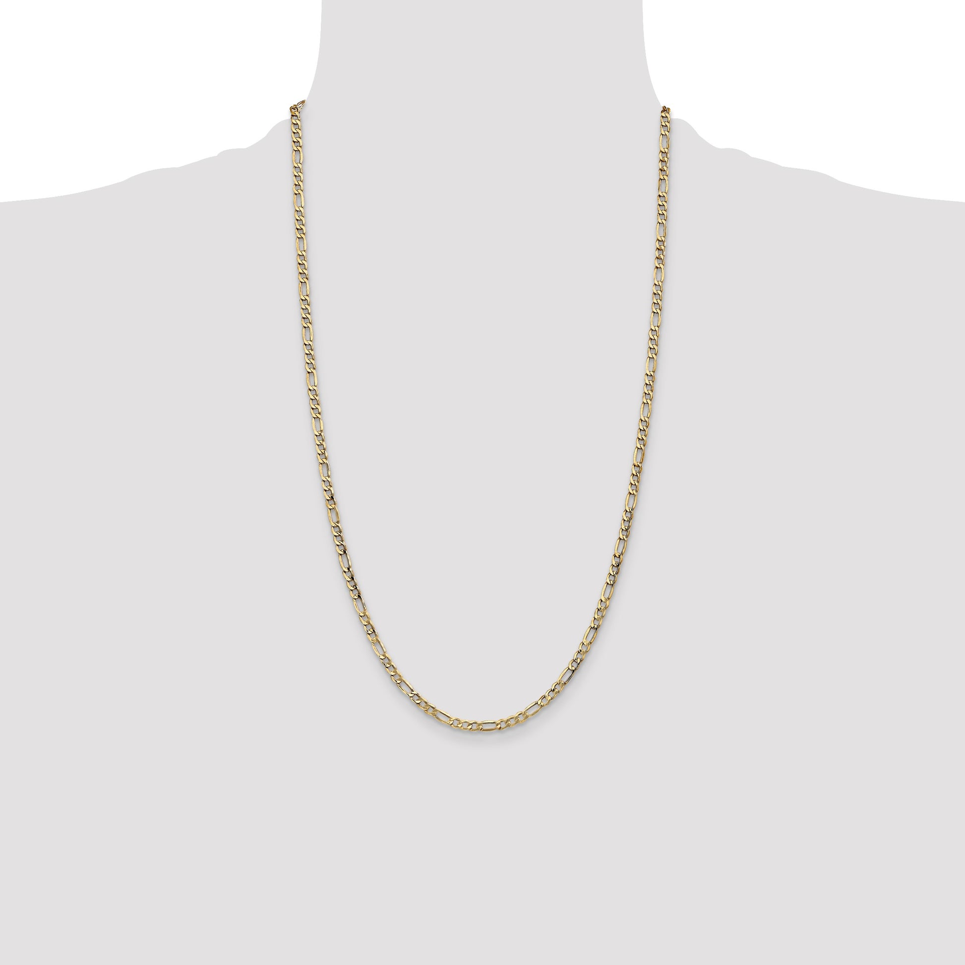 14K 26 inch 3.5mm Semi-Solid Figaro with Lobster Clasp Chain