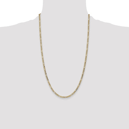 14K 26 inch 3.5mm Semi-Solid Figaro with Lobster Clasp Chain