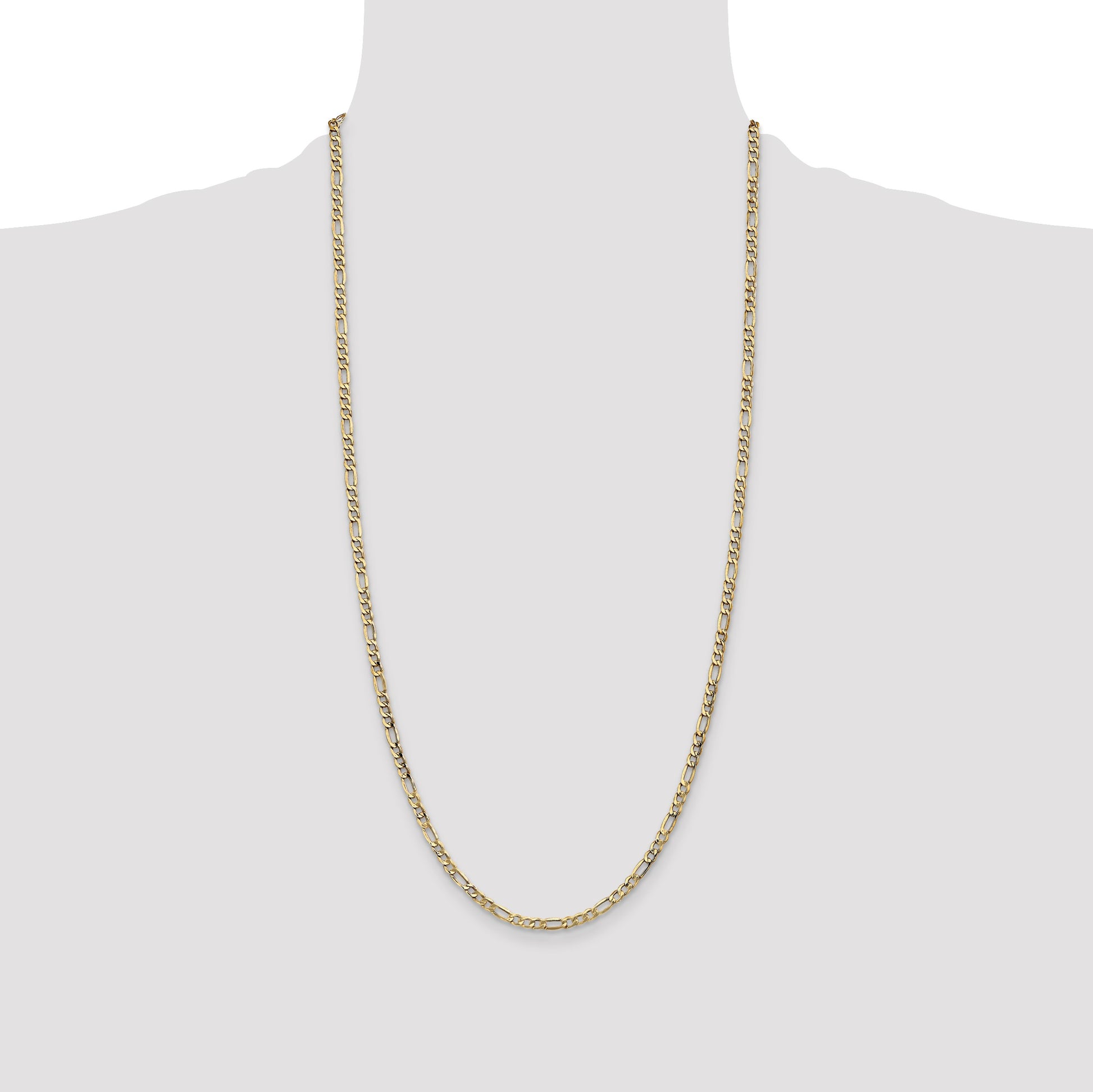 14K 28 inch 3.5mm Semi-Solid Figaro with Lobster Clasp Chain