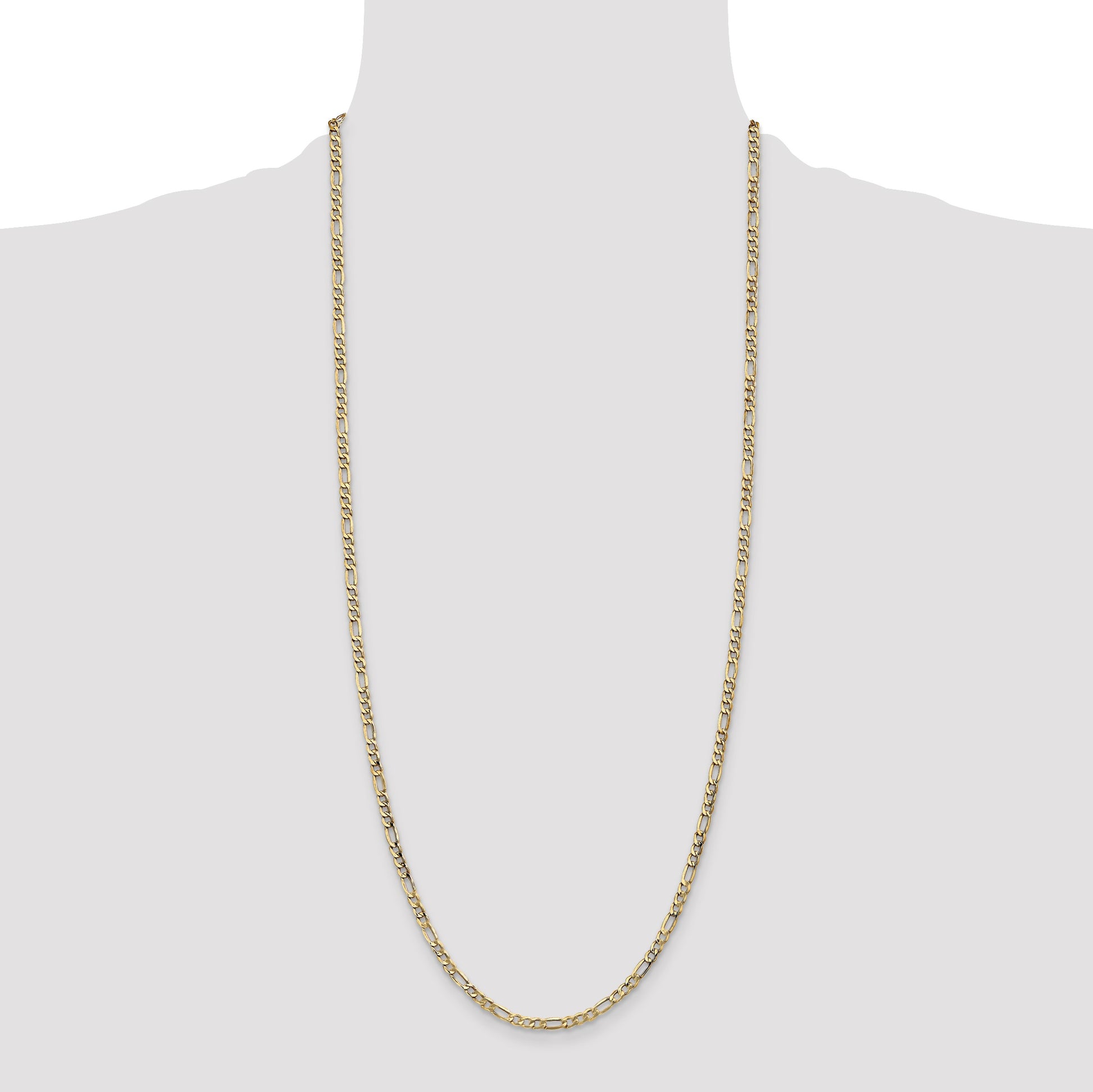 14K 30 inch 3.5mm Semi-Solid Figaro with Lobster Clasp Chain