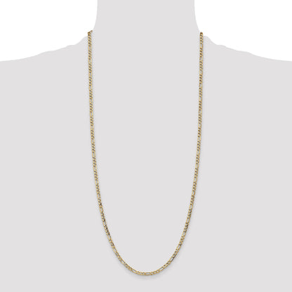 14K 30 inch 3.5mm Semi-Solid Figaro with Lobster Clasp Chain