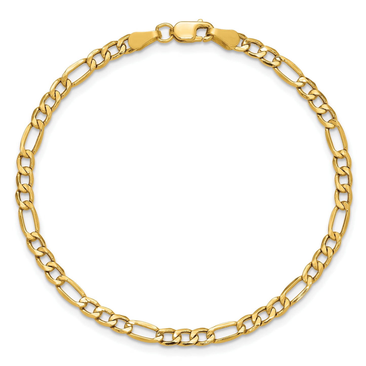 14K 10 inch 3.5mm Semi-Solid Figaro with Lobster Clasp Anklet