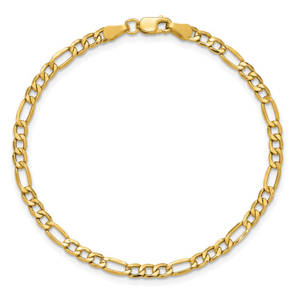 14K 9 inch 3.5mm Semi-Solid Figaro with Lobster Clasp Anklet