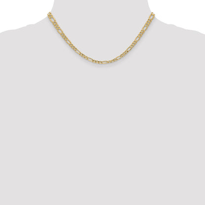 14K 16 inch 4.2mm Semi-Solid Figaro with Lobster Clasp Chain