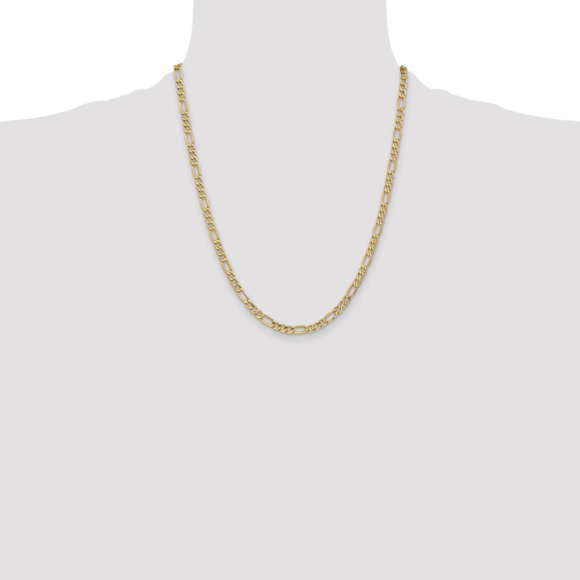 14K 22 inch 4.2mm Semi-Solid Figaro with Lobster Clasp Chain