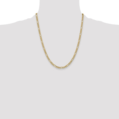 14K 22 inch 4.2mm Semi-Solid Figaro with Lobster Clasp Chain