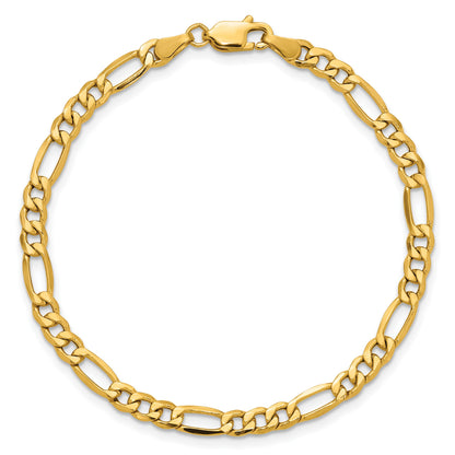 14K 7 inch 4.2mm Semi-Solid Figaro with Lobster Clasp Bracelet