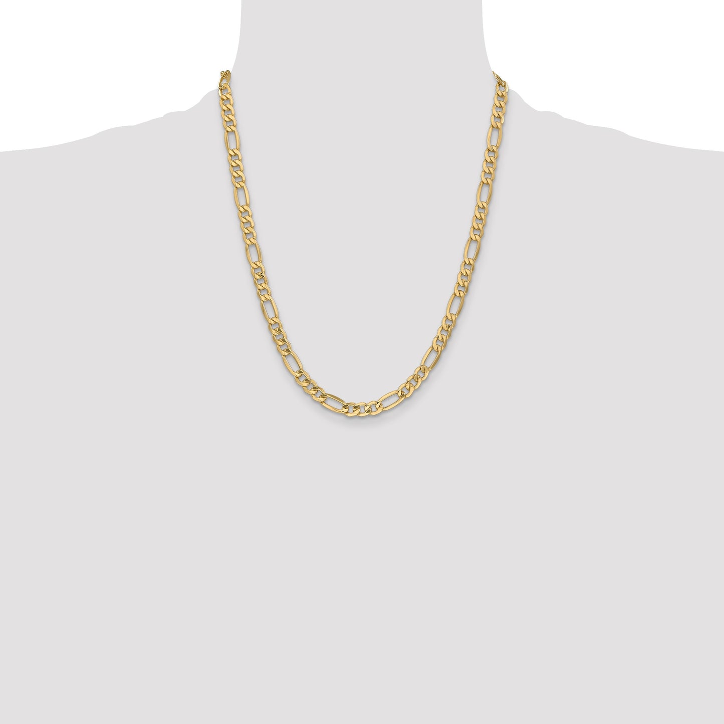 14K 22 inch 6.25mm Semi-Solid Figaro with Lobster Clasp Chain