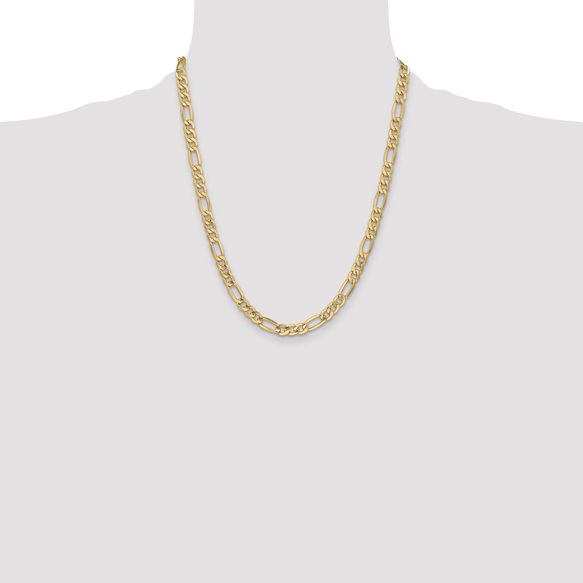 14K 22 inch 6.25mm Semi-Solid Figaro with Lobster Clasp Chain