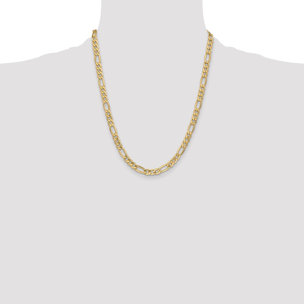 14K 22 inch 6.25mm Semi-Solid Figaro with Lobster Clasp Chain