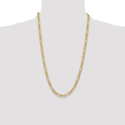 14K 26 inch 6.25mm Semi-Solid Figaro with Lobster Clasp Chain