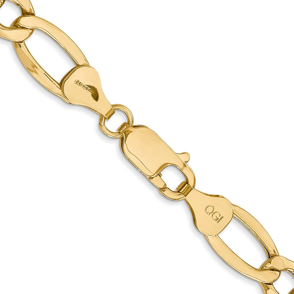 14K 22 inch 7.3mm Semi-Solid Figaro with Lobster Clasp Chain