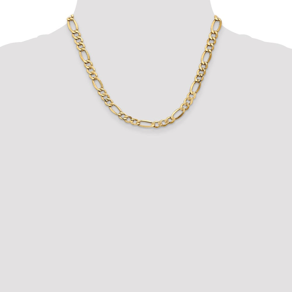 14K 18 inch 7.3mm Semi-Solid Figaro with Lobster Clasp Chain