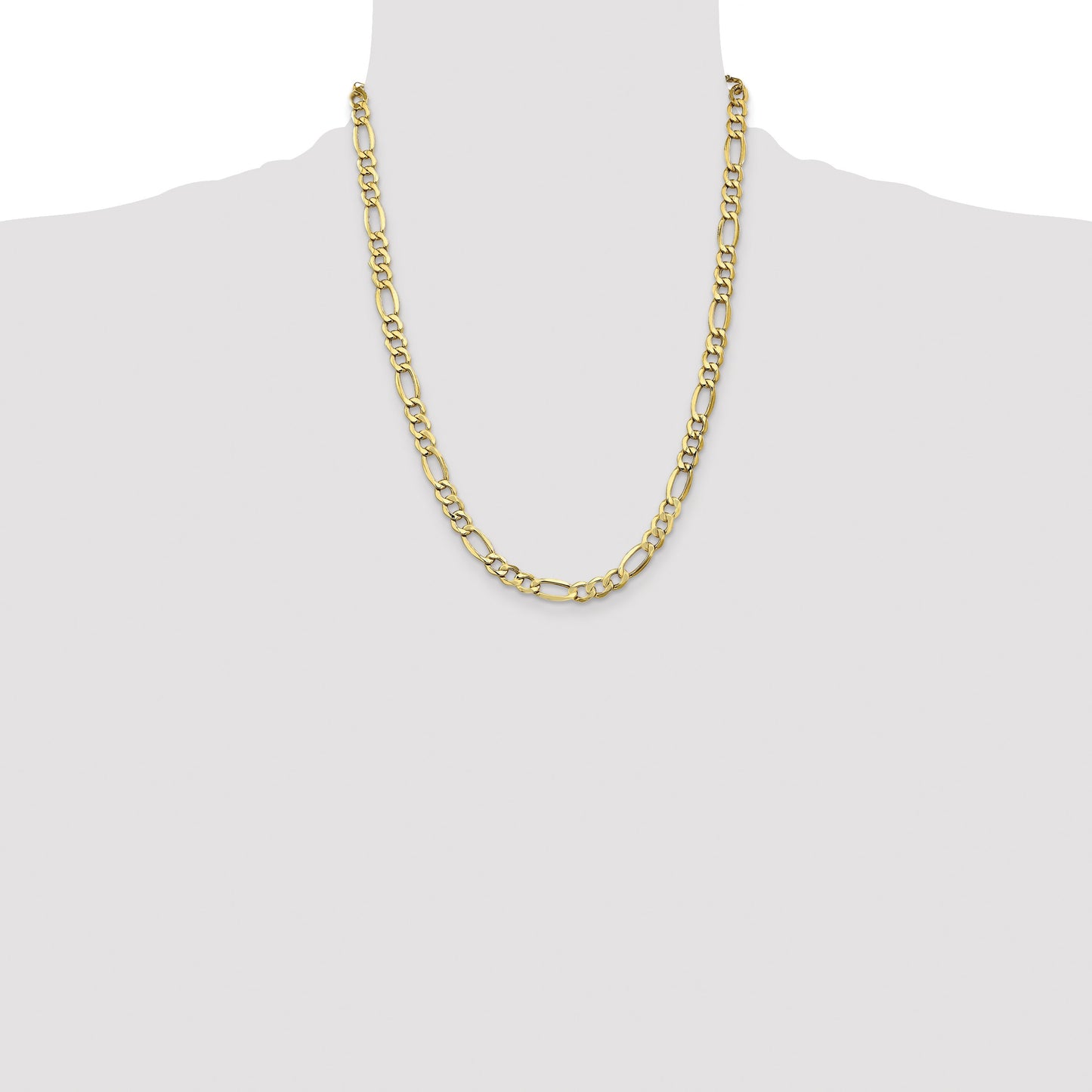 14K 22 inch 7.3mm Semi-Solid Figaro with Lobster Clasp Chain