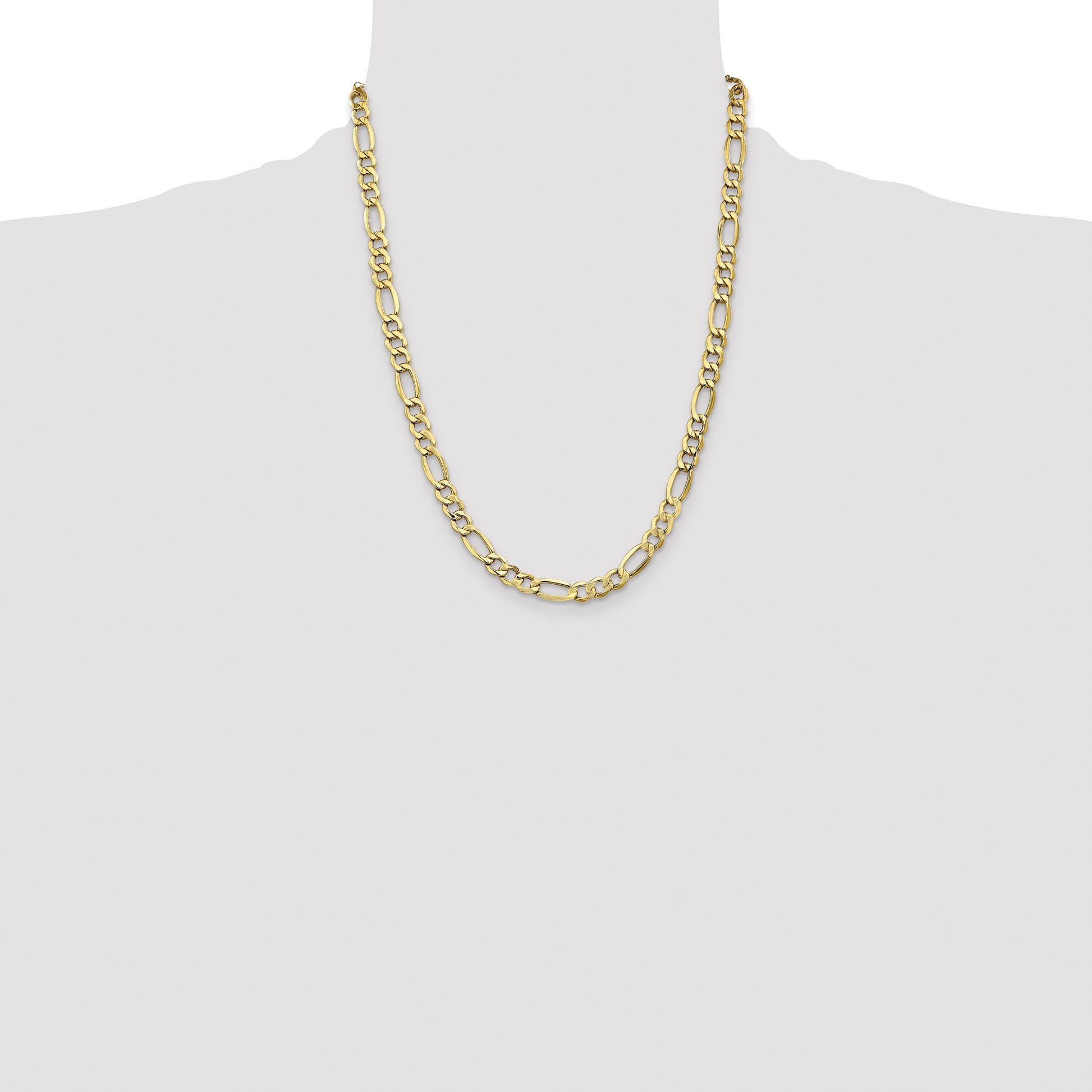14K 22 inch 7.3mm Semi-Solid Figaro with Lobster Clasp Chain