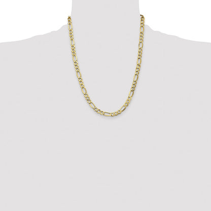 14K 22 inch 7.3mm Semi-Solid Figaro with Lobster Clasp Chain