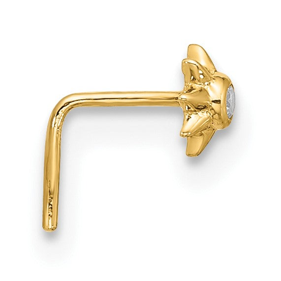 14k 23 Gauge CZ Sun Nose Stud