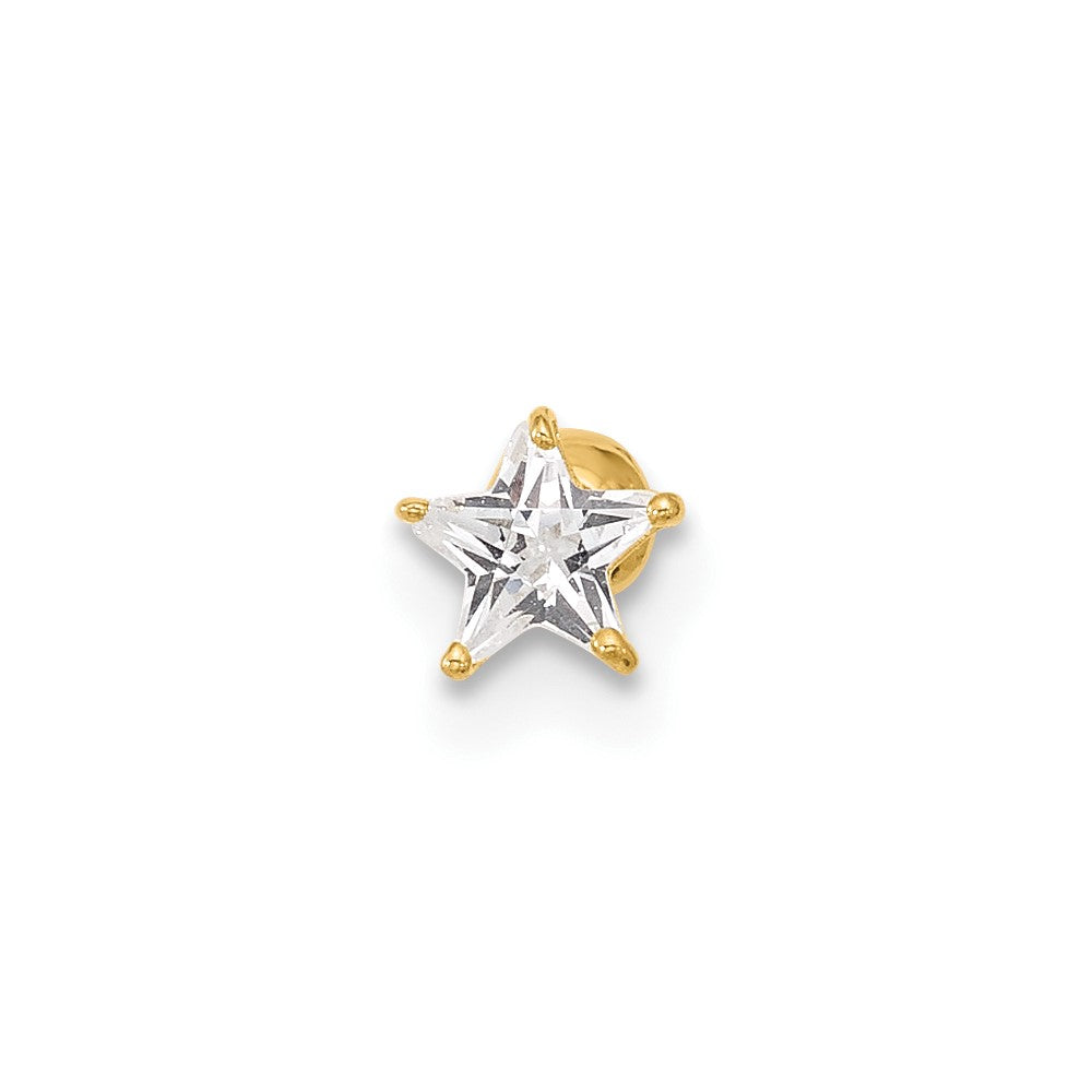 14k 18 Gauge CZ Star Labret/Face Jewelry