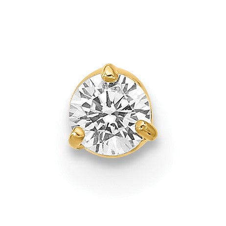 14k 18 Gauge 3mm Round CZ Labret/Face Jewelry