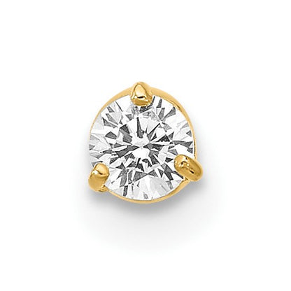 14k 18 Gauge 3mm Round CZ Labret/Face Jewelry