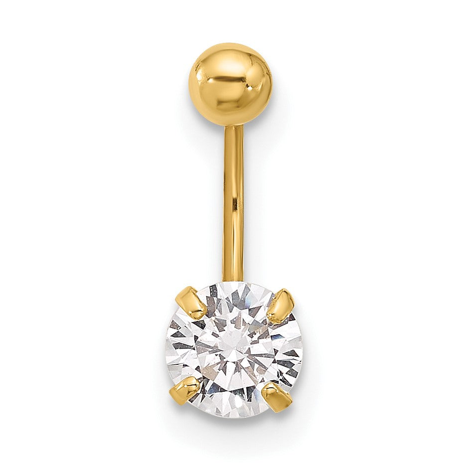 14k 20 Gauge 5mm CZ Eyebrow Jewelry