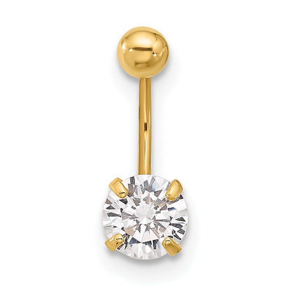14k 20 Gauge 5mm CZ Eyebrow Jewelry
