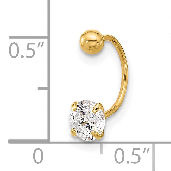 14k 20 Gauge 5mm CZ Eyebrow Jewelry