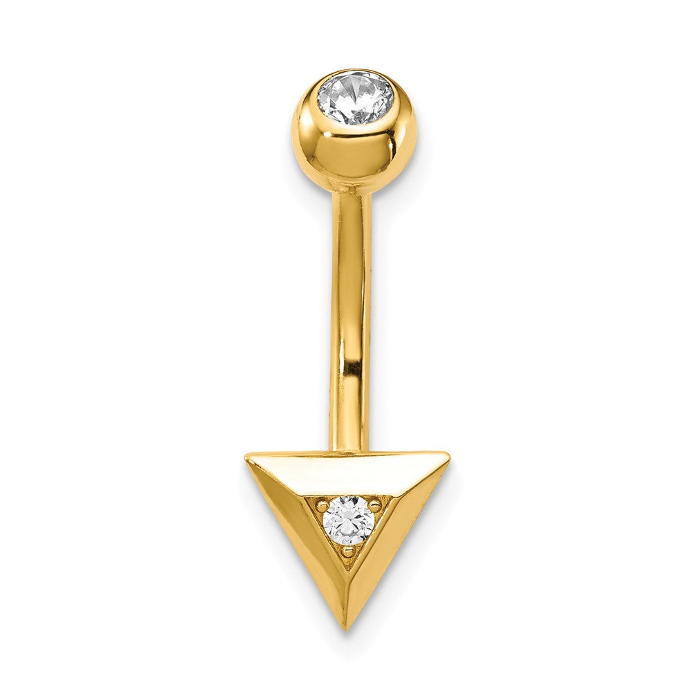 14k 14 Gauge Triangle CZ Belly Ring