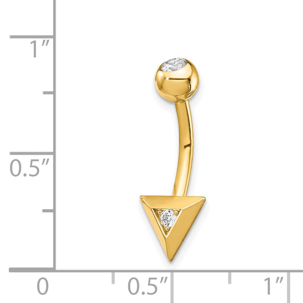 14k 14 Gauge Triangle CZ Belly Ring